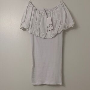 Zara Elegant White Ruffle Blouse